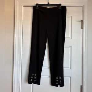 Bali Black Women's Leggings with Eyelet Hem